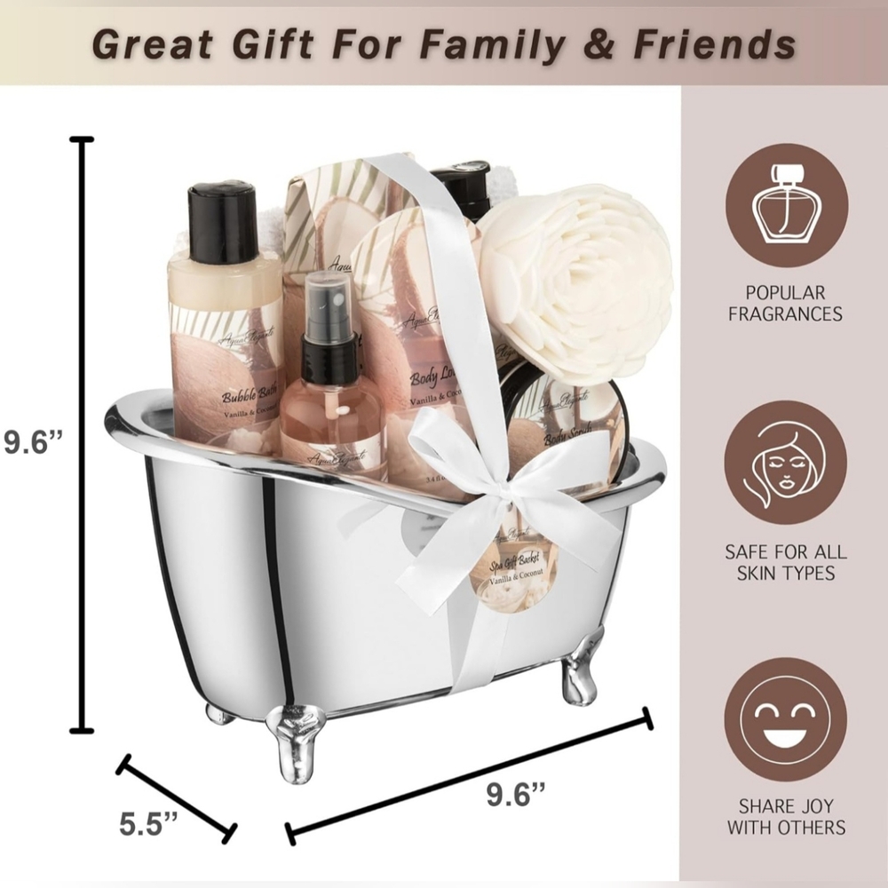 Aqua Elegante Spa Gift Baskets For Women - Luxury Bath Set With Coconut & Va - Picture 3 of 5